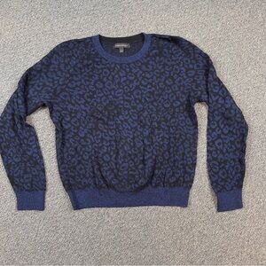 Banana Republic Women's Blue Leopard Print Crewneck Sweater